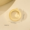 Polished gold-plated round metal pendant showing dimensions 2.2cm width and 2.5cm height - Round Hollow Style (MYXL12001) / Gold