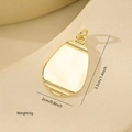 Detailed view of polished gold plated oval pendant with horizontal grooves and dimensions - Drop Striped Style (XF0510) / Gold