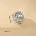 Detailed view of silver eye-shaped bead with zircon inlay, 1cm x 0.6cm, 2.1g weight - 1 Piece / Evil Eye Vintage Style (MYWX22943) / White Gold