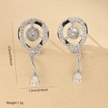 Detail of silver earring components showing 2.5cm size and cubic zirconia stones - One Pair / White Gold (MYWX22427)