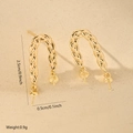 Macro detail of gold-plated woven earrings with pearl cup holder showing size measurements - One Pair / Gold (MYCSYL360)