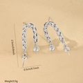 Macro detail of silver geometric twisted earring findings with dimensions and weight info - One Pair / White Gold (MYCSYL360)
