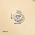 Pendentif rond argenté avec étoile en zircon, 1,1cm x 0,9cm, 0,7g pour bijoux artisanaux - Style Zirconia Étoile (MYPJ61104) / Or blanc