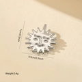 Detailed close-up of a silver sun smiley charm with 1cm size dimensions for DIY jewelry - Sun Smile Face Style (MYPJ61420) / White Gold