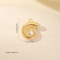 Macro shot of gold nautilus shell pendant with zircon and 1.4cm size measurements - Gold (MYCBK3704)