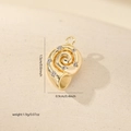 Detail view of a 15mm gold conch shell pendant with cubic zirconia and size dimensions - Gold (MYP22097)