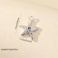 Detailed size view of silver starfish pendant with blue zircon and exact measurements - Blue Zirconia White Gold Sea Star (White Gold MYCBK3650(i-I1))
