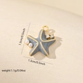 Macro detail of starfish pendant with grey enamel, pearls and dimensions data - Artificial Pearl Grey Enamel Gold Sea Star (True Gold Grey MYCBK3655(i-J1))