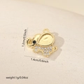 Macro view of gold-plated elephant pendant with zircons, measuring 1.4cm by 1.2cm - Elephant Style (MYPJ66074(i-B1)) / Gold