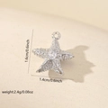 Detailed size chart of a silver starfish pendant with zircon and dimensions 1.6x1.4cm - Zirconia Inlaid White Gold Sea Star (White Gold MYCBK3701(i-A2))