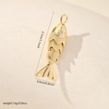 Detailed view of flexible gold fish pendant with dimensions and jointed body texture - Gold Koi Fish Style (MYCSAM242)