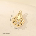 Detailed view of gold shell pendant with zircon starfish including size and weight specs - Gold Starfish Shell Style (MYCDNE545)