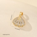 Detailed size view of a gold shell pendant with cubic zirconia for jewelry making - Gold Full Zirconia Shell Style (MYCDNE582)