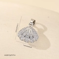 Macro shot of seashell pendant with cubic zirconia, height 1.7cm and width 1.4cm - Silver Full Zirconia Shell Style (MYCDNE582)