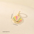 Detail view of colorful enamel shell charm with gold base, size 1.4cm by 1.1cm - Gold Enamel Scallop Style (MYP19582)