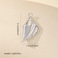 Detailed dimensions of silver conch shell pendant with cubic zirconia for jewelry DIY - Mirror Finish Conch (MYCDNE533) / Silver