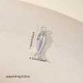 Detailed size view of a small silver koi fish pendant with rhinestone inlay for DIY jewelry - Small Fish Style (MYCDNE586) / White Gold