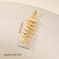 Close-up of gold-plated fishbone pendant with precise dimensions 3cm by 1.1cm - Large Fishbone Style (MYP23692) / Gold
