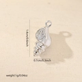 Macro shot of a conch shell pendant in silver metal with zircon inlays and dimensions - Zirconia Inlaid Tiny Conch (MYP22096) / Silver