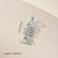 Detailed view of silver fishbone pendant with 1.9cm height and 1.3cm width measurements - Checkered Fishbone Style (MYP25406) / White Gold