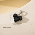 Detail view of a black heart zircon pendant showing dimensions of 1.9cm height and 1.2cm width - Silver Black