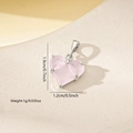 Detail view of pink heart zircon pendant showing dimensions 1.9cm height and 1g weight - Silver Pink