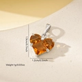 Detailed size specifications for a zircon heart pendant with orange gemstone and silver hook - Platinum Tea