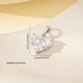 Detail view of heart-shaped zircon pendant with 1.9cm height and 1.2cm width measurements - Silver White