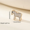 Macro shot of 18K gold plated horse pendant with pavé crystals and size info - 1 Piece / Gold Style (MYCBK3908)
