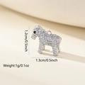 Close-up of a silver horse pendant with white zircons and dimensions 1.2cm x 1.3cm - 1 Piece / Platinum Style (MYCBK3908)