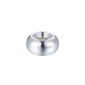 Polished silver metal rondelle spacer bead with center hole for DIY jewelry making - 6mm / Silver (1 Piece)
