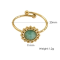 Detalle de anillo ajustable dorado con piedra verde de 11mm y diámetro de 20mm - Gema Verde Facetada (Jade Africano) / Jade Africano