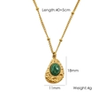 Detail der Goldkette mit hammerschlag-tropfenanhänger und grünem Schmuckstein - Afrikanische Jade Anhänger Halskette