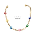Gold chain bracelet with colorful enamel evil eye flower charms and 17+3cm length - Enamel Flower Evil Eye Style (3)
