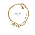 Double-layered golden stainless steel bracelet with white shell butterfly pendants - Double Layer Butterfly Style (4)