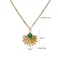 Λεπτομέρεια από ατσάλινο μενταγιόν ήλιος 14K με πράσινη πέτρα και διαστάσεις κοσμήματος - Στυλ Μαλαχίτη