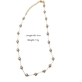 Champagne pearl beaded necklace with gold chain and OT shell pendant, 40+5cm length - Champagne Gray Pearl Necklace