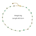 Green stone beaded necklace in stainless steel with OT clasp and shell pendant, 40+5cm - Green Stone Beaded Necklace