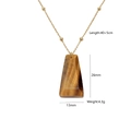 Tiger eye trapezoid geometric stone pendant necklace with beaded gold chain for women - Tiger Eye