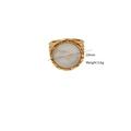 Minimalist stainless steel ring featuring 20mm round white mother of pearl inlay - White Mother of Pearl Round Stone(6)