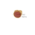 Gold stainless steel ring with faceted pink natural stone and hammered finish texture - Pink Crystal Round Stone(7)