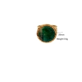 Golden ring with a 20mm round green agate stone and textured band - Green Agate Round Stone(8)