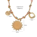 Detailed size parameters of colorful woven necklace with golden sun and smile pendants - Dopamine Smiley Woven Necklace (2)