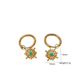 Gold starburst drop earrings with round turquoise stones and minimalist hoops - Teal Sun Star Ear Buckle (2)