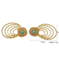 Golden wavy hoop earrings featuring round green stones with dimensions 50mm by 33mm - Teal Wavy Large Hoop (4)