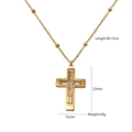 Collana con croce dorata con perle in pietra naturale e misure di 23x15mm - Collana con Pendente a Croce (Pendente Geometrico)