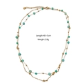 Double layer gold necklace with amazonite beads and turquoise stone pendants - Amazonite Layered Necklace