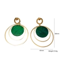 Minimalist green malachite earrings with golden triple concentric rings 60mm drop - Malachite Texture Triple Hoop (6)