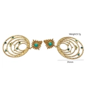 Vintage gold layered hoop earrings with blue natural stones and hammered metal finish - Vintage Hammered Multi-layer Rings (7)