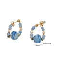 Handmade beaded drop earrings featuring blue natural stones and white pearls - Ocean Style Beaded Artificial Pearl (9)